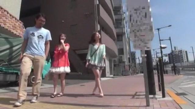 Exotic Japanese whore Misaki Tsukishima, Kotone Amamiya in Hottest Handjob, Public JAV video - 1