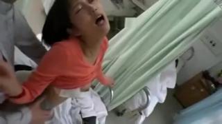GigPorno Japanese girl cheating during hospital visit groped across curtain Tit