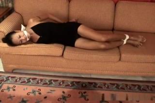 Tory Lane Precious Asian chick hogtied on couch Harcore