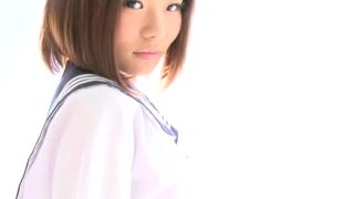 Online Hitomi strips slowly out of her school uniform to show her panties Perverted