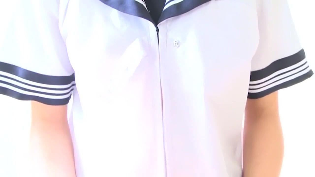 Hitomi strips slowly out of her school uniform to show her panties - 1