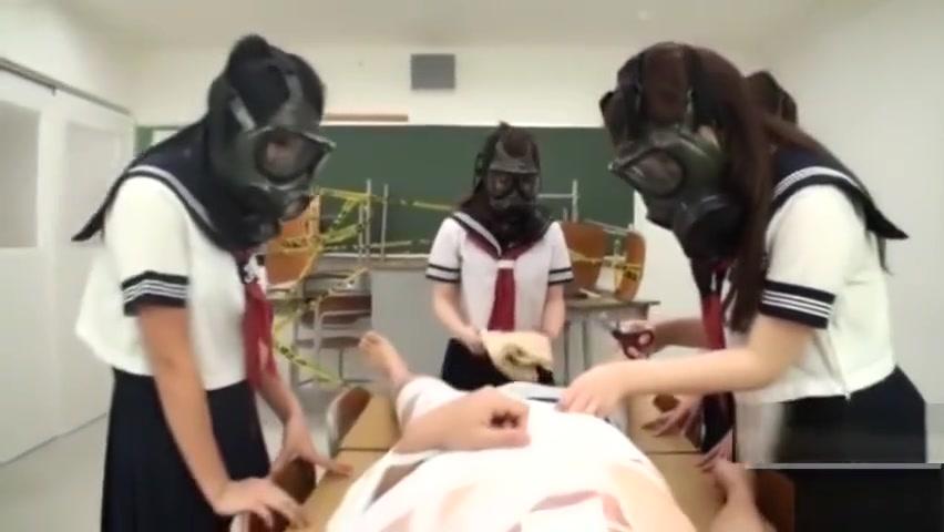 Casa CFNM Gas Mask Japanese schoolgirls inspection Subtitled Pounded