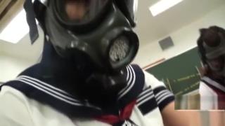 Shy CFNM Gas Mask Japanese schoolgirls inspection Subtitled Hardcore Fuck