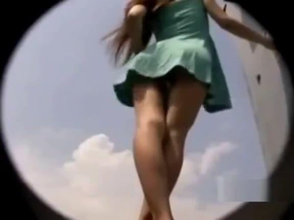 There's too much wind for this asian MILF in sexy flying minidress upskirt! - 1