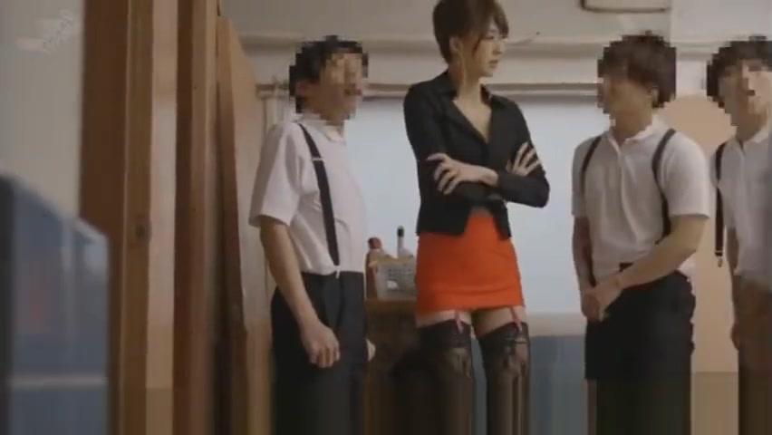Japanese sexy teacher likes to jerk of his students - 1