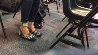 Pervert Candid Japanese Girl Toms Shoeplay in class Flash