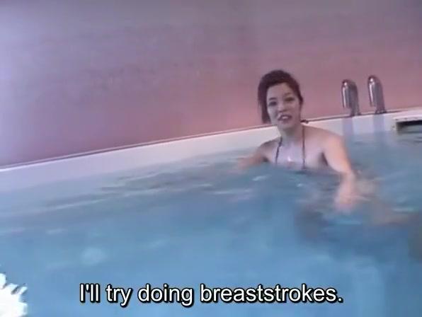 Subtitled Japanese huge breasts wife skinny dipping titjob - 1