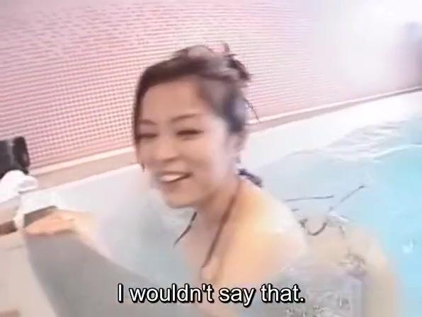 Subtitled Japanese huge breasts wife skinny dipping titjob - 2