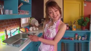 Guyonshemale Japanese cutie gives a blowjob in the kitchen Nudes