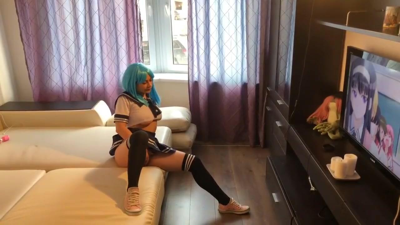 anime schoolgirl having fun after school with a dildo and a real dick - 1