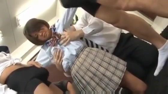 Miku Misato in school uniform gets cocks deepthroat and cum after - 1