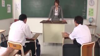 Village Japanese teacher masturbates and gives a blowjob in class Tites