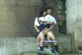 Amateur Pussy Asian sweetie and her guy having sex on the steps outside ThisVidScat