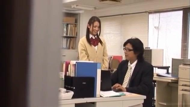 Shelly Fuji Asian teen in school uniform sucks cock - 1