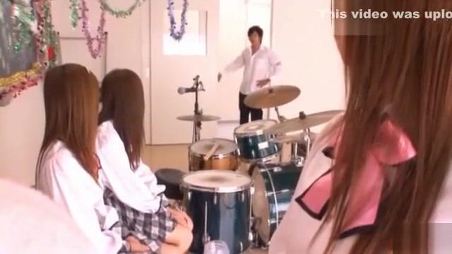 Kinky Japanese school babes getting some cock in her pussies. - 1
