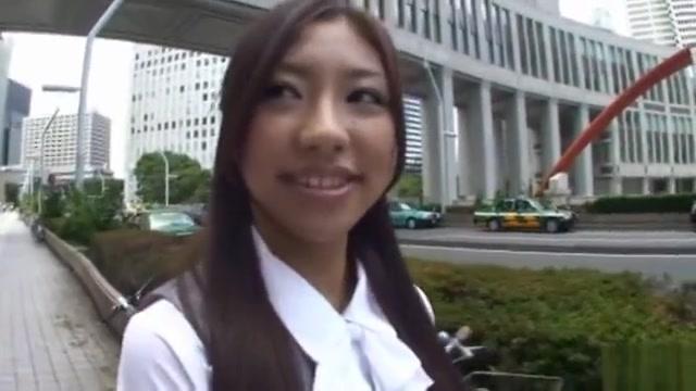 Nasty Asian office girl Haruka Naga giving blowjob and cum covered - 1