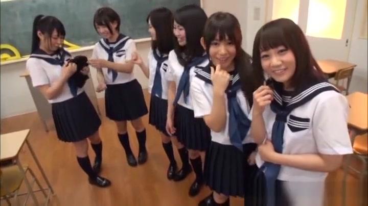 Hot Japanese teens in school uniforms in hot group function - 1