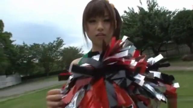 Sexy Japanese teen age cheer leader girl is having fun with sex toys - 2