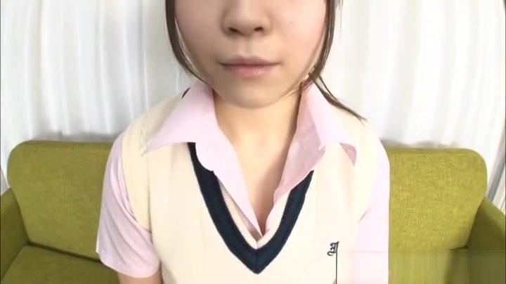 Honoka Minami nice teen in Japanese school uniform gives footjob - 1