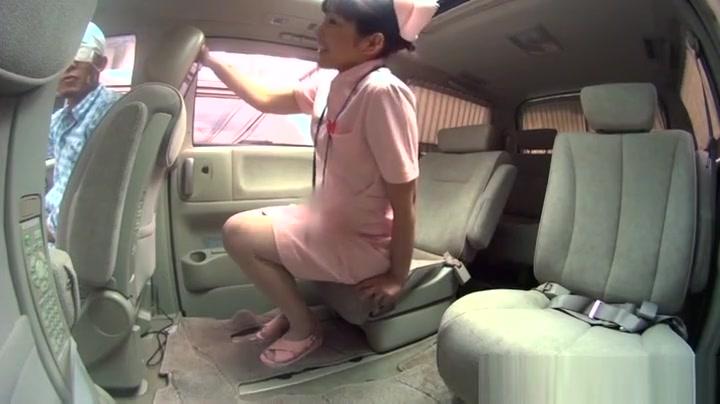 Hot Asian nurse gets to suck cock in the car on cam - 1