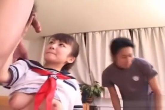 Asian schoolgirl in uniform FMM threesome - 2
