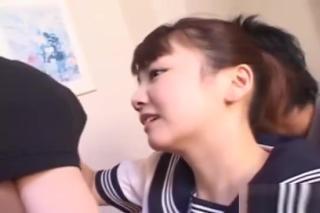 High Heels Japanese schoolgirl in threesome with uniform on Big Dicks