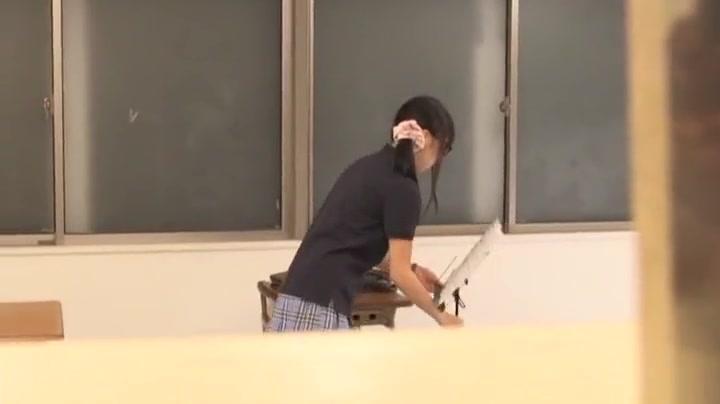 Naughty Japanese student Yuuki Itano masturbates solo in classroom - 2