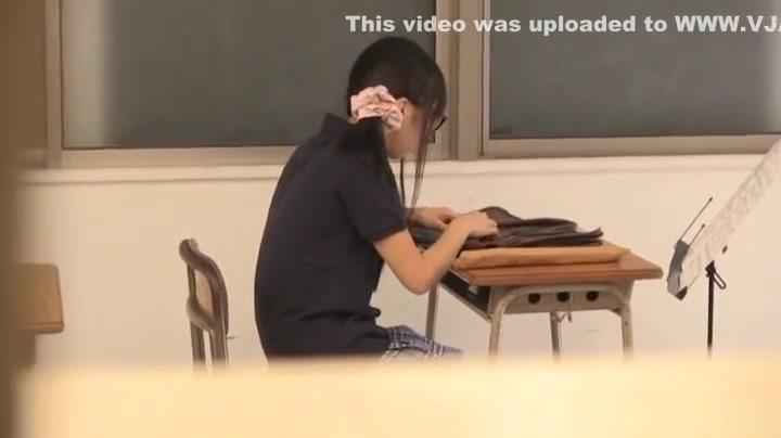 Naughty Japanese student Yuuki Itano masturbates solo in classroom - 1