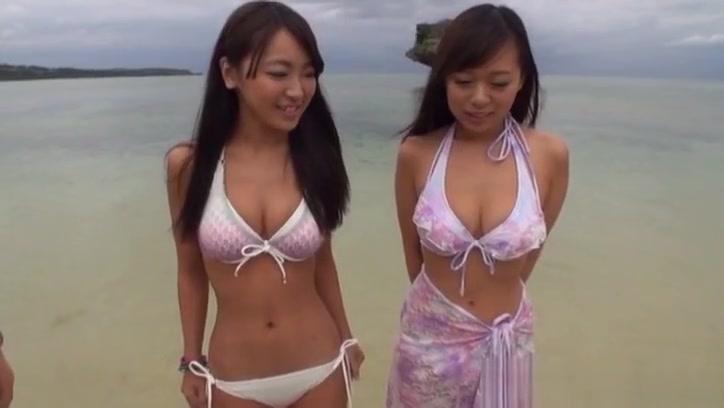 Asian beauties in bikinis have hot pov threesome outdoors - 1