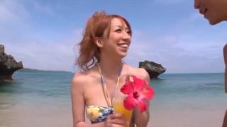 Brazilian Teen Japanese AV Model gets into a headfuck on the beach Cums