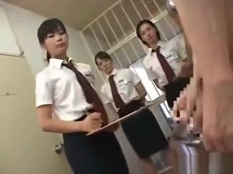 Peludo CFNM Japanese inmates line up for daily penis inspection handjob Anal