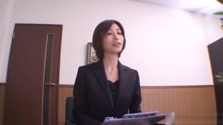 Asian milf in an office suit, Akari Asahina strokes horny guys cock - 2