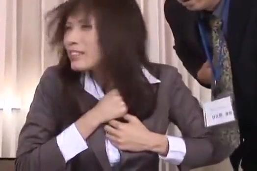 Beautiful broadcaster Riko Tachibana is forced and creampie by colleagues - 1