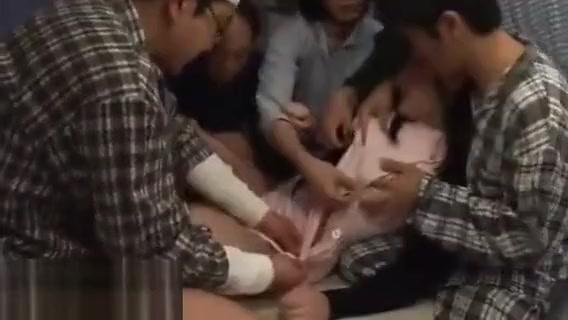 Japanese sweet nurse gets a bukkake gangbang - 1