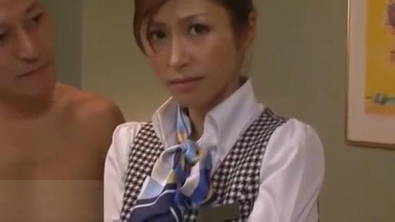 Jav hotel maid in stockings fucks two clients - 1