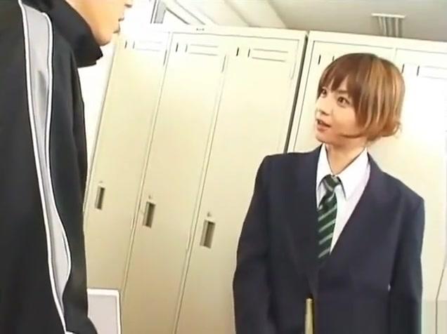 Cute japanese student pegging a classmate - 2