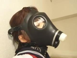 Tesao Japanese schoolgirl gas mask bondage Humiliation Pov