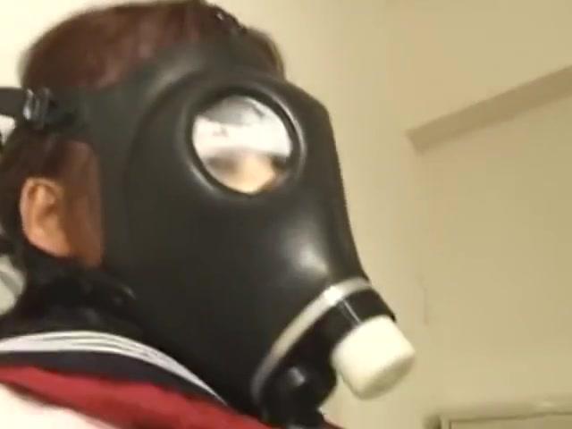 Japanese schoolgirl gas mask bondage - 2