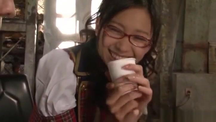 Japanese AV model in her school uniform and glasses gets banged hard - 2