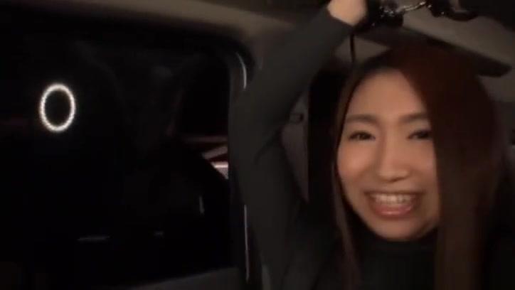 Kinky Japanese AV model gets her pussy toyed and gives head in a car - 1