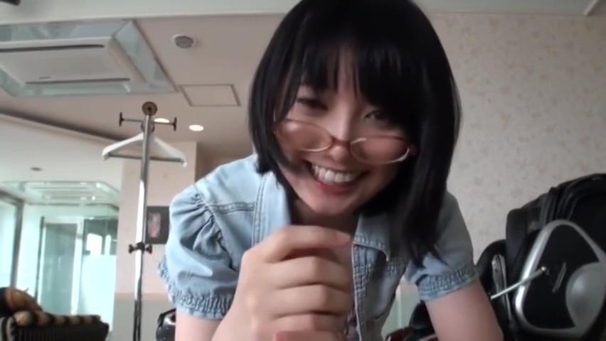 Japanese teen with glasses blowjob with cum in mouth - 1