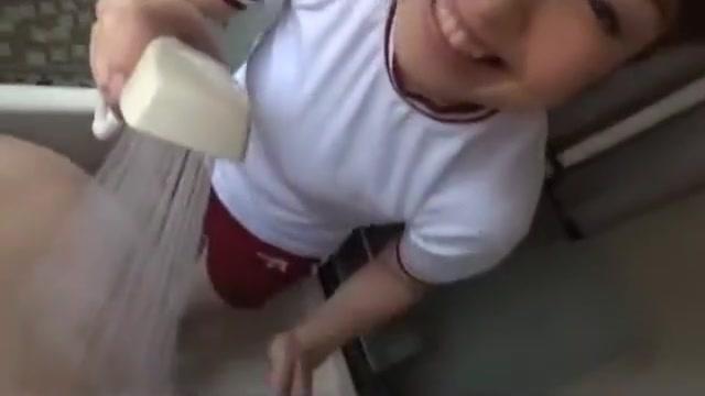 Busty Schoolgirl In Training Dress Fucked By Man From Behind While Standing In The Bathtube - 1