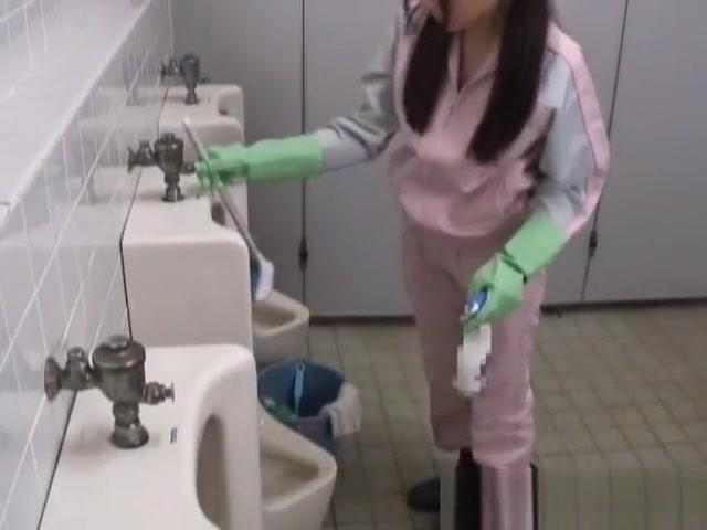 Domina Asian bathroom attendant is in the mens part4 Highschool