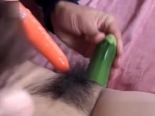 Amateur Naked asian teen gets hairy twat nailed with vegetables Goth