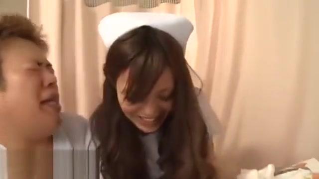 Long Hair  Japanese nurse caughts patient jerking Throat Fuck - 2