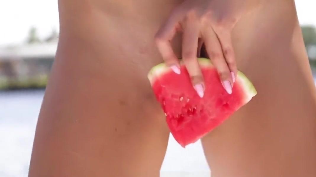 Hot and Horny Asian Girl Cools Off with Watermelon and Cock - 1