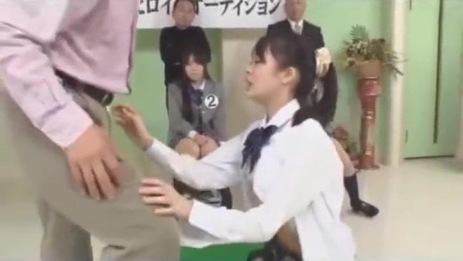 Asian Babes  3 schoolgirls sucking cocks fucked by 3 man in the hall at the school ceremony segment Hogtied - 1