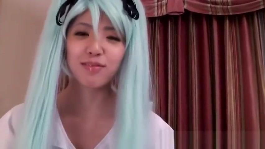 Asian Hottie In Blue Hair Wig Plays With A Dude - 2