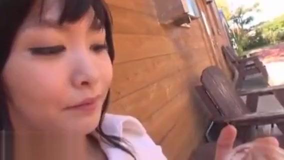 Small Japanese beauty gives blowjob outdoor TuKif