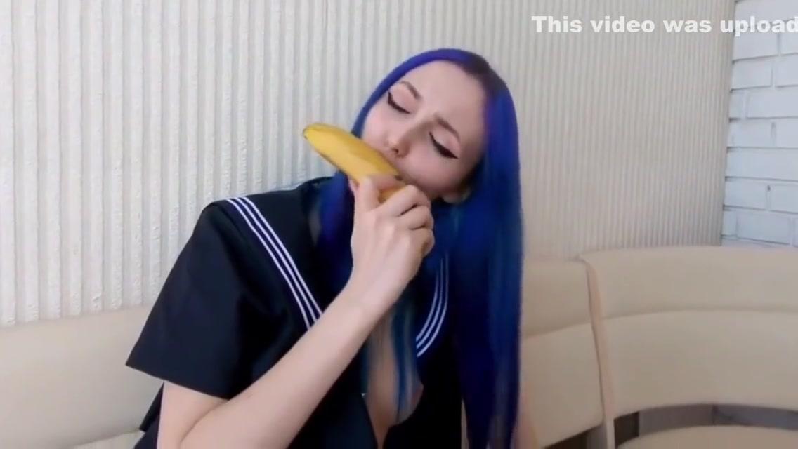 Japanese schoolgirl gets double penetration with bananas in both teen holes - 2